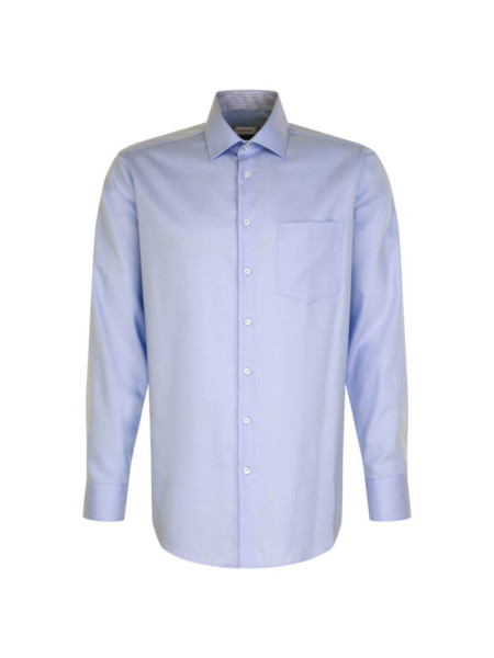 Chemise Seidensticker MODERN TWILL bleu clair avec col Business Kent en coupe moderne