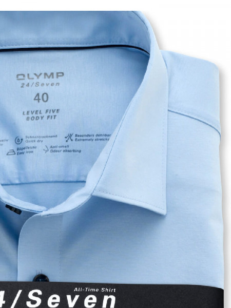 OLYMP Slim Fit Chemise Bleu clair New York Kent Jersey