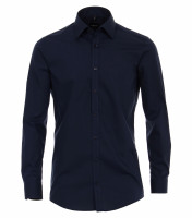 Chemise Venti BODY FIT UNI POPELINE bleu foncé avec col Kent en coupe étroite