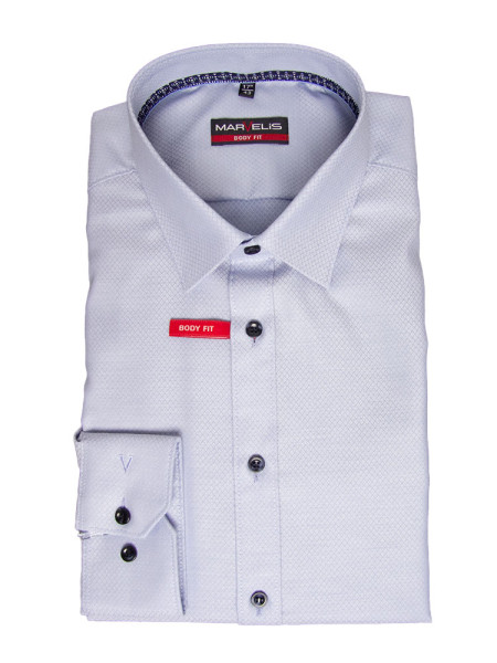 Chemise Marvelis BODY FIT STRUCTURE bleu clair avec col New York Kent en coupe étroite