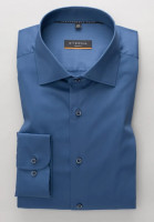 Chemise Eterna SLIM FIT UNI STRETCH bleu moyen avec col Classic Kent en coupe étroite