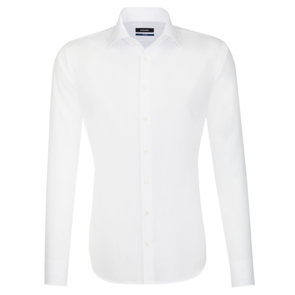 Chemise Seidensticker SHAPED UNI POPELINE blanc avec col Business Kent en coupe moderne