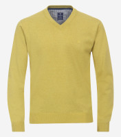 Pull Redmond REGULAR FIT TRICOTÉ jaune avec col Encolure en V en coupe classique