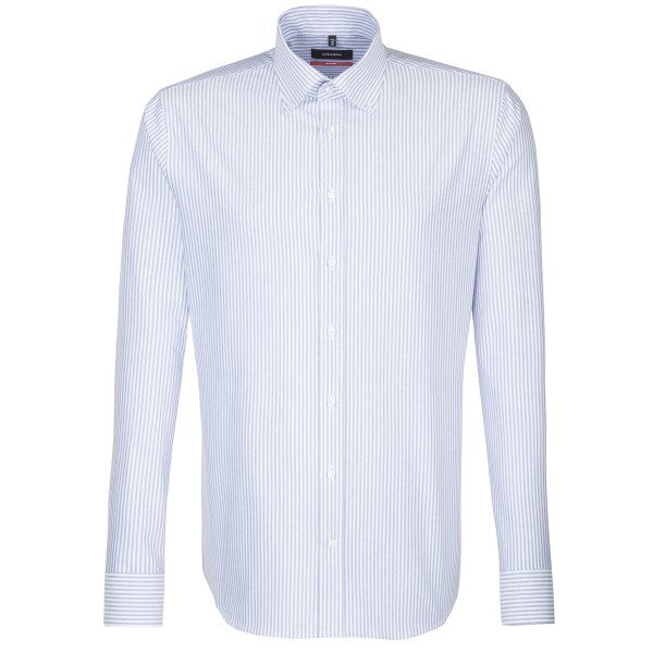 Chemise Seidensticker REGULAR BEAUX OXFORD bleu clair avec col Button Down en coupe moderne