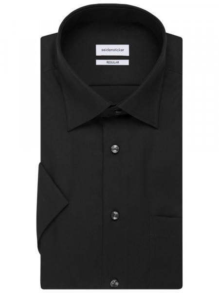 SEIDENSTICKER Regular Fit Chemise Noir Business Kent Popeline - Vue 4