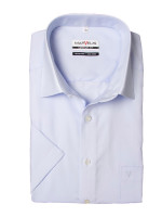 Chemise Marvelis COMFORT FIT UNI POPELINE bleu clair avec col Nouveau Kent en coupe classique