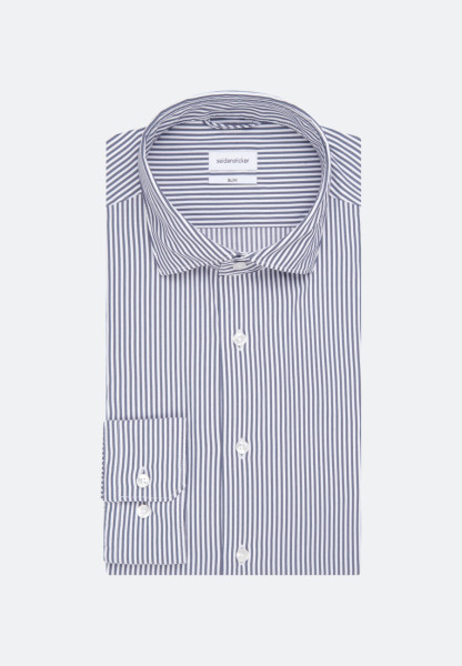 Chemise Seidensticker REGULAR FIT UNI STRETCH bleu foncé avec col Kent en coupe classique