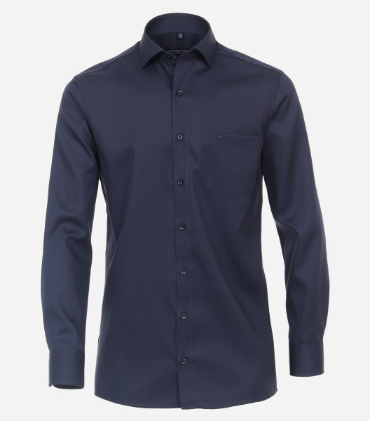 Chemise CasaModa COMFORT FIT TWILL bleu foncé avec col Kent en coupe classique