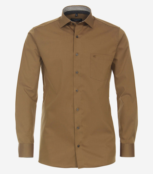 Chemise CasaModa MODERN FIT UNI POPELINE beige avec col Kent en coupe moderne
