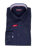 Chemise Marvelis BODY FIT UNI POPELINE bleu foncé avec col New York Kent en coupe étroite