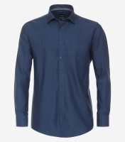 Chemise Venti MODERN FIT STRUCTURE bleu moyen avec col Kent en coupe moderne