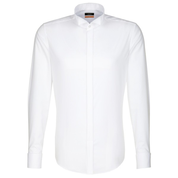 Chemise Seidensticker SLIM FIT UNI POPELINE blanc avec col Carmen Party en coupe étroite