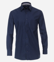 Chemise CasaModa COMFORT FIT STRUCTURE bleu foncé avec col Kent en coupe classique