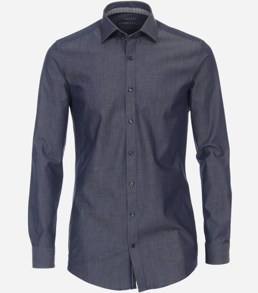 Chemise Venti MODERN FIT HYPERFLEX bleu foncé avec col Button Down en coupe moderne