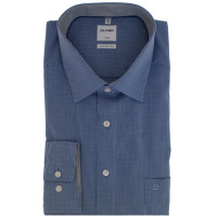 Chemise OLYMP Luxor comfort fit OFFICE bleu foncé avec col Nouveau Kent en coupe classique