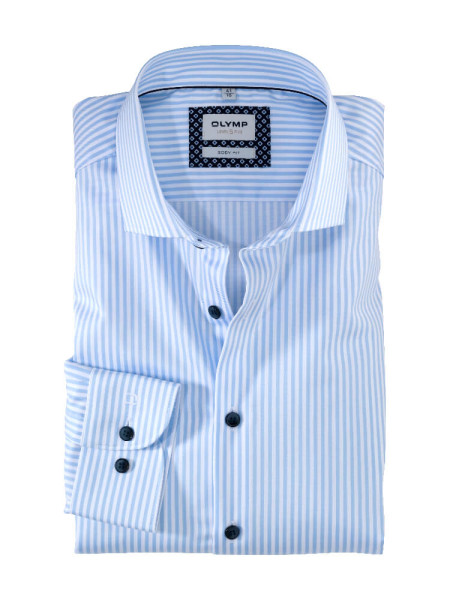 Chemise OLYMP LEVEL 5 UNI STRETCH bleu clair avec col Royal Kent en coupe étroite