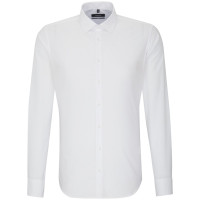 Chemise Seidensticker X-SLIM UNI POPELINE blanc avec col Business Kent en coupe super étroite