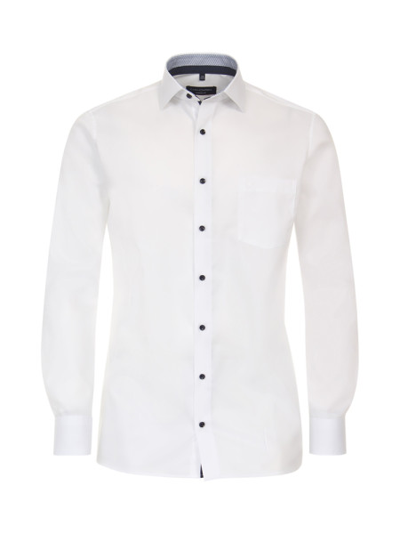 Chemise CasaModa MODERN FIT UNI POPELINE blanc avec col Kent en coupe moderne