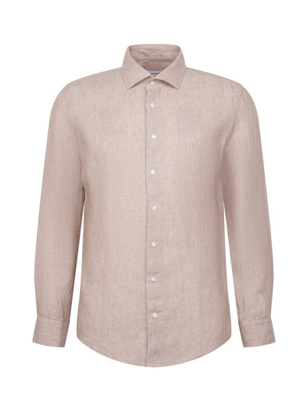 SEIDENSTICKER Slim Fit Chemise Marron clair New Kent Leinen