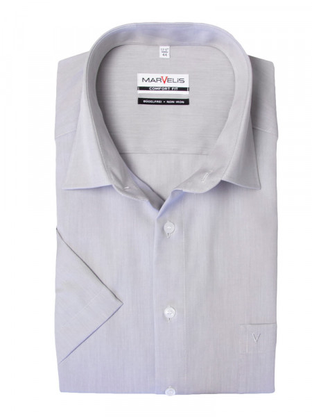 Chemise Marvelis COMFORT FIT CHAMBRAY gris avec col Nouveau Kent en coupe classique