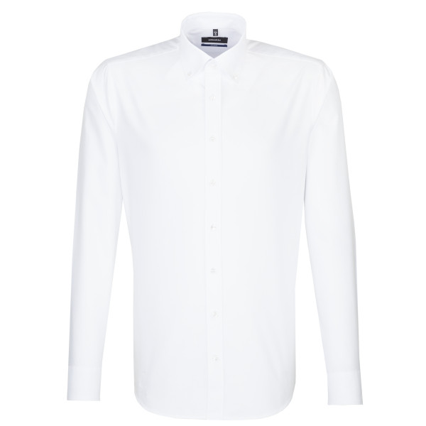 Chemise Seidensticker SHAPED BEAUX OXFORD blanc avec col Button Down en coupe moderne