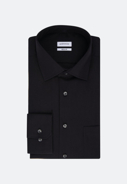 Chemise Seidensticker REGULAR FIT FIL À FIL noir avec col Business Kent en coupe classique