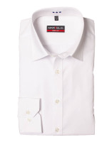 Chemise Marvelis BODY FIT UNI POPELINE blanc avec col New York Kent en coupe étroite