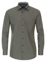 Chemise Venti MODERN FIT UNI POPELINE vert avec col Kent en coupe moderne