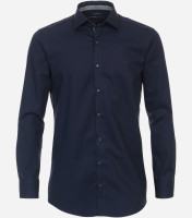 Chemise Venti MODERN FIT HYPERFLEX bleu foncé avec col Kent en coupe moderne