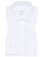 Chemise Eterna MODERN FIT UNI POPELINE blanc avec col Kent en coupe moderne