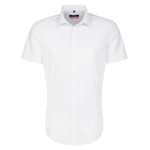 Chemise Seidensticker SLIM FIT UNI POPELINE blanc avec col Business Kent en coupe étroite