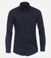 Chemise Venti MODERN FIT TWILL bleu foncé avec col Kent en coupe moderne