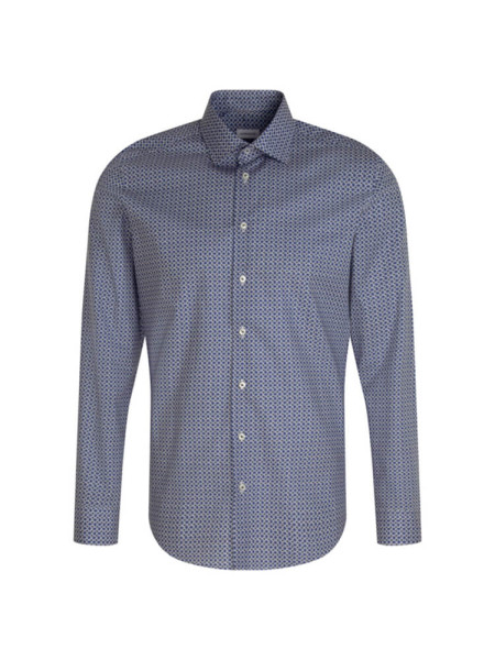 Chemise Seidensticker SLIM PRINT bleu clair avec col Business Kent en coupe étroite