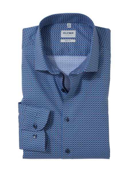 Chemise Olymp BODY FIT TWILL bleu foncé avec col Kent moderne en coupe étroite