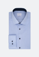 Chemise Seidensticker EXTRA SLIM FIL À FIL bleu clair avec col Business Kent en coupe super étroite