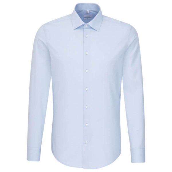 Chemise Seidensticker SLIM FIT STRUCTURE bleu clair avec col Business Kent en coupe étroite