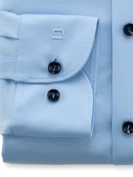 OLYMP Slim Fit Chemise Bleu clair New York Kent Jersey - Vue 2