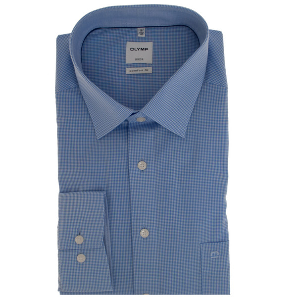 Chemise OLYMP Luxor comfort fit OFFICE bleu clair avec col Nouveau Kent en coupe classique