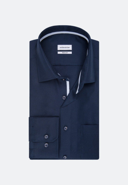 Chemise Seidensticker REGULAR FIT STRUCTURE bleu foncé avec col Business Kent en coupe classique