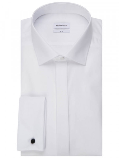 SEIDENSTICKER Slim Fit Chemise Blanc Business Kent Popeline - Vue 4