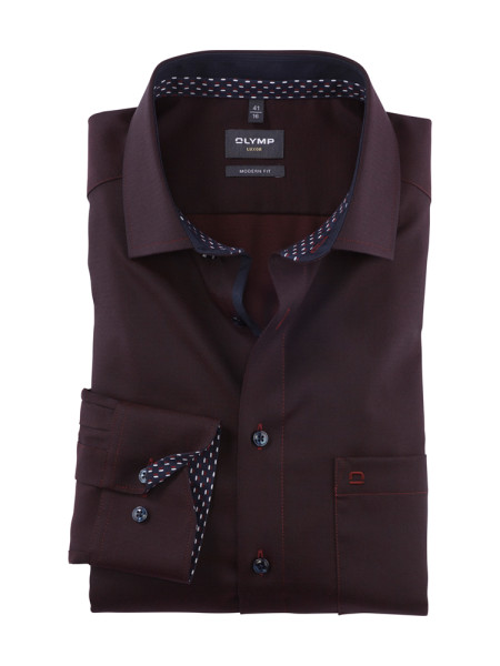 Chemise Olymp MODERN FIT UNI POPELINE rouge avec col Global Kent en coupe moderne