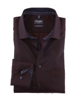 Chemise Olymp MODERN FIT UNI POPELINE rouge avec col Global Kent en coupe moderne