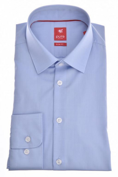 Chemise Pure "Slim Fit Stretch" bleue clair, col kent, coupe moderne