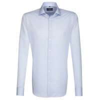 Chemise Seidensticker SHAPED CHAMBRAY bleu clair avec col Business Kent en coupe moderne