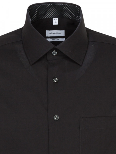 SEIDENSTICKER Regular Fit Chemise Noir Business Kent Popeline - Vue 2