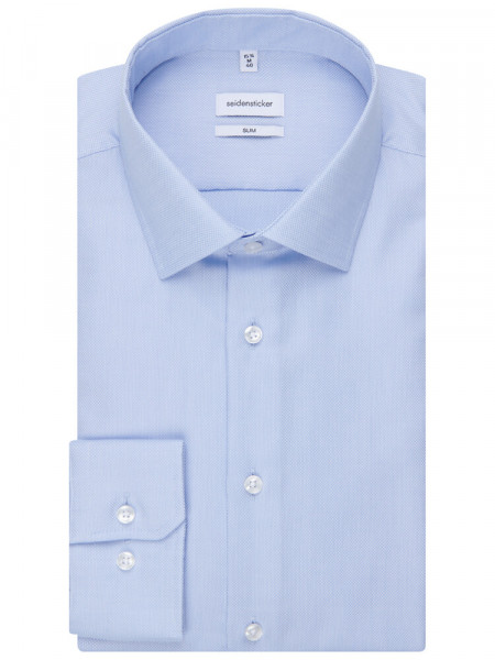 SEIDENSTICKER Slim Fit Chemise Bleu clair Business Kent Struktur - Vue 4