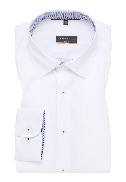 Chemise Eterna SLIM FIT UNI STRETCH blanc avec col Kent moderne en coupe étroite