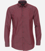 Chemise Venti MODERN FIT UNI POPELINE rouge avec col Button Down en coupe moderne