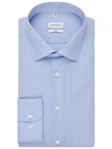 SEIDENSTICKER Slim Fit Chemise Bleu clair Business Kent Fil à Fil - Vue 4