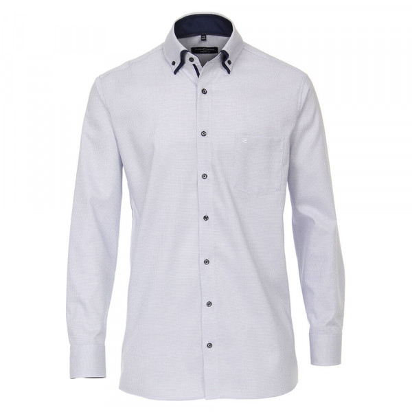 Chemise CASAMODA COMFORT FIT STRUCTURE bleu clair avec col Button Down en coupe classique